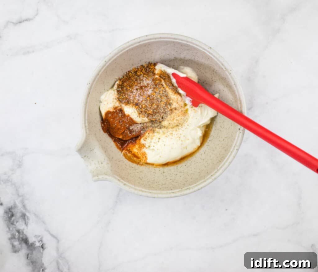 Cajun Kick Sauce 5 Cajun dip ingredients in a bowl.