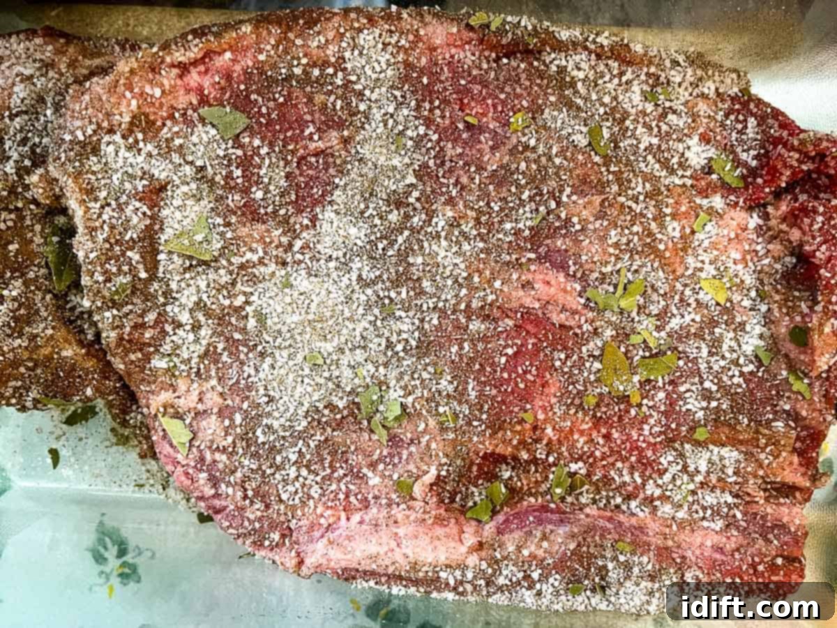 Crafting Montreal Smoked Meat at Home 9 Brisket thoroughly rubbed with the cure and placed in a bag for refrigeration.