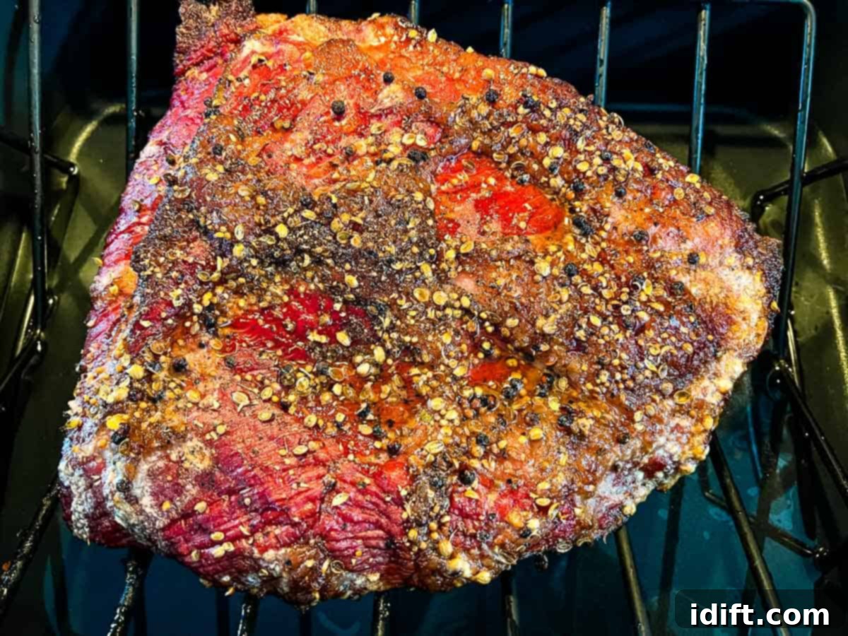 Crafting Montreal Smoked Meat at Home 12 Smoked Montreal Smoked Meat inside a steamer, transitioning from smoking to steaming.