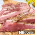 Crafting Montreal Smoked Meat at Home 14 Sliced Montreal Smoked Meat on a cutting board.