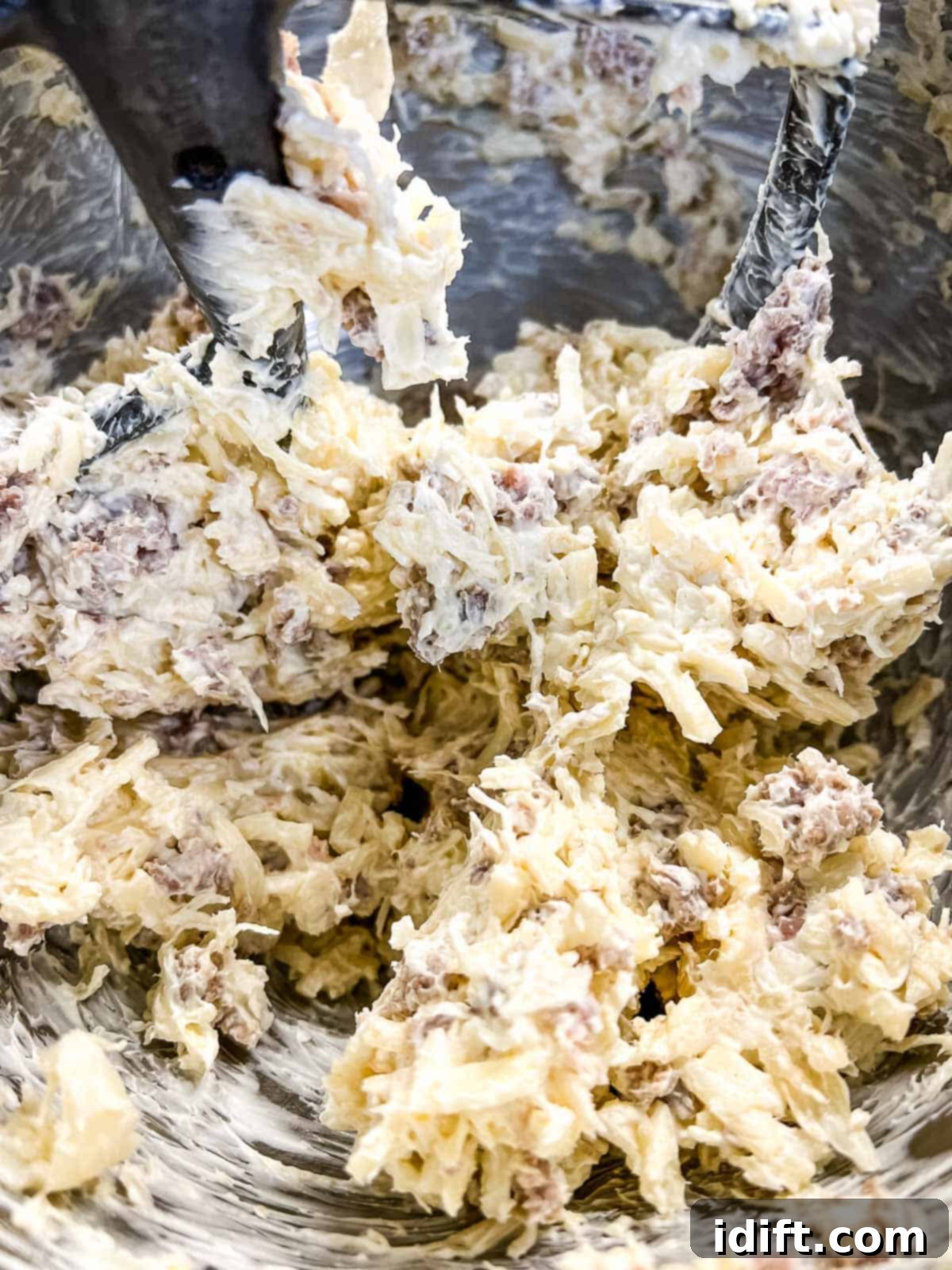 Savory Kraut Poppers 11 Sausage mixed into the cheese and sauerkraut mixture.