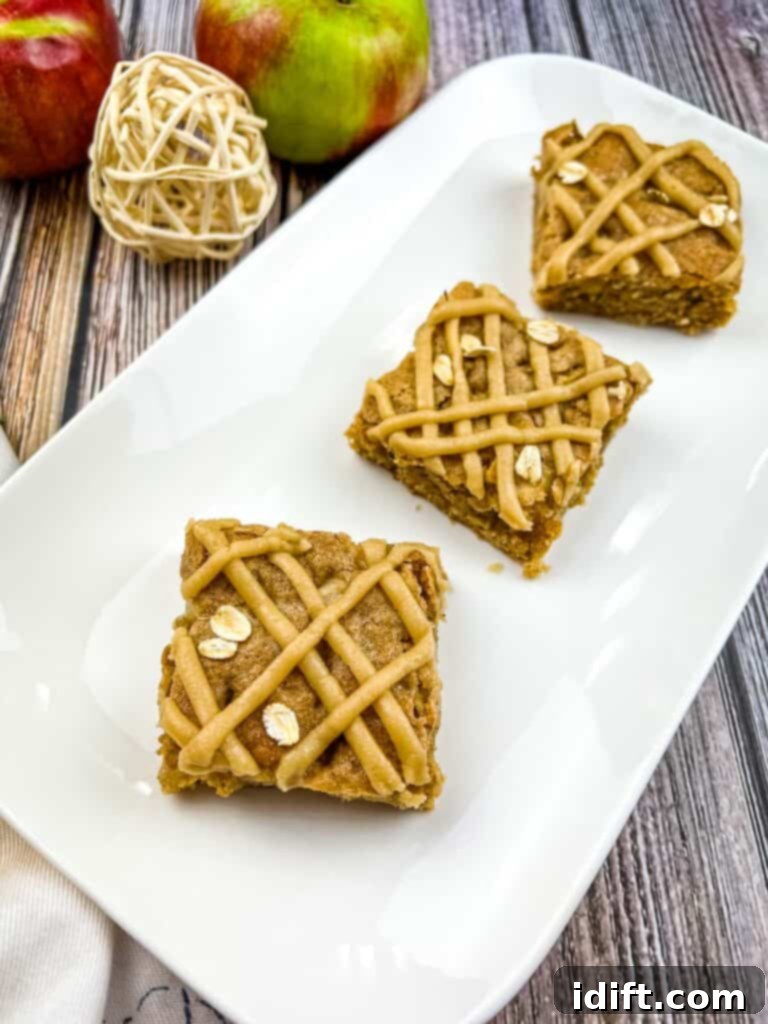 Deliciously chewy Brown Butter Apple Blondies, ready to be enjoyed.