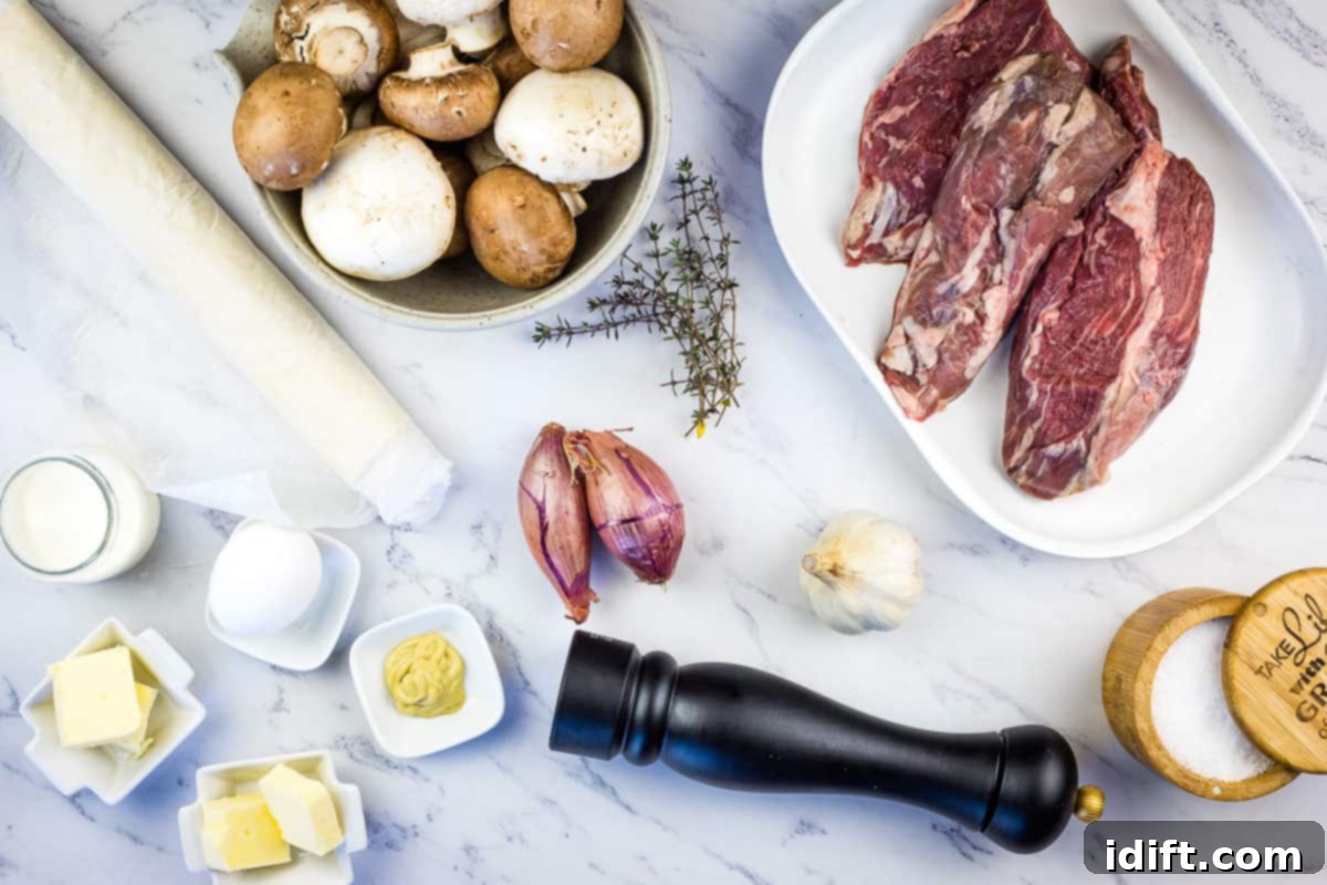 Ingredients to make beef wellington bites.