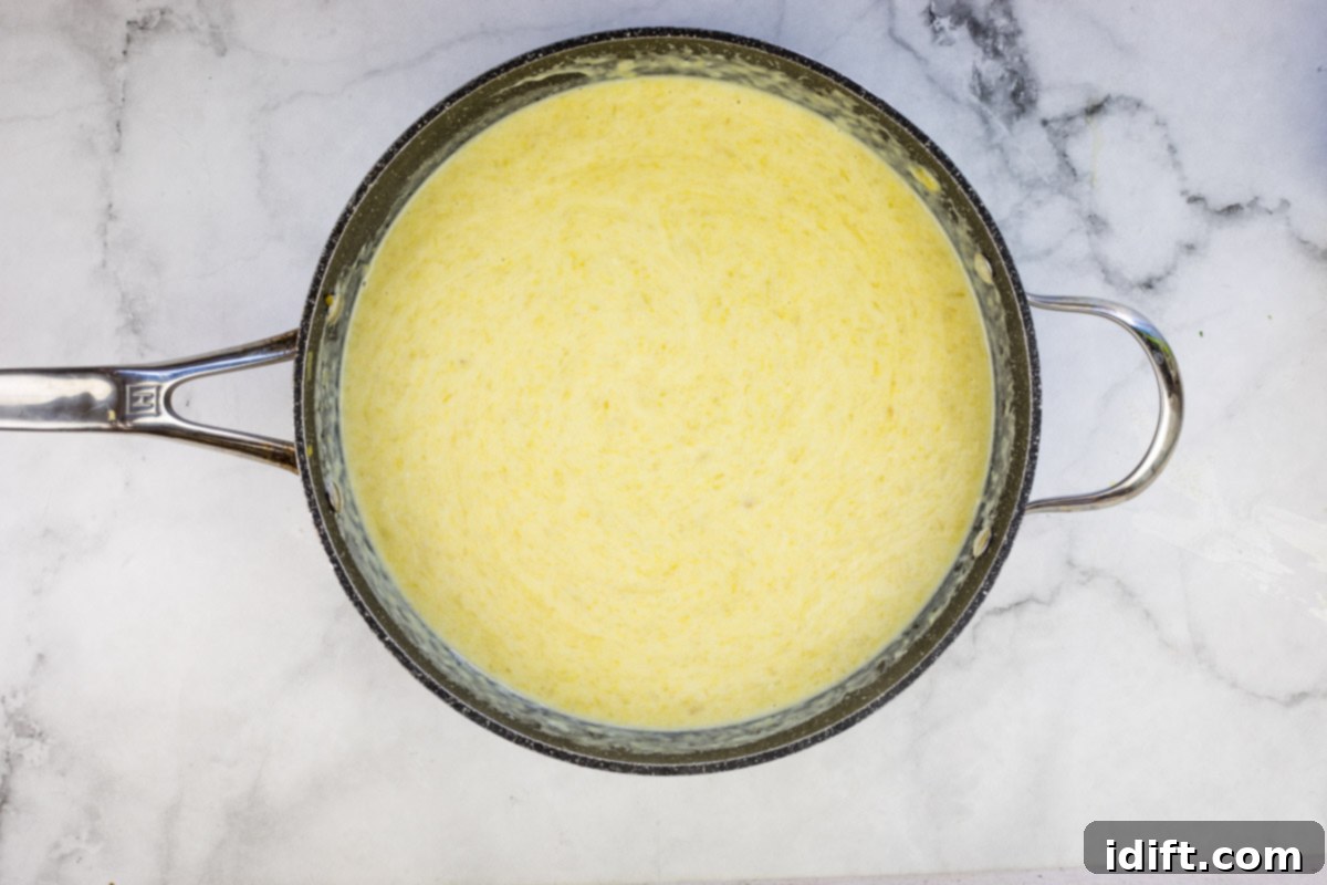 Finished soup in a pot.