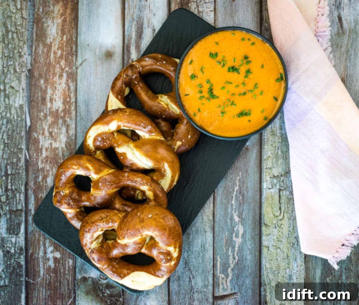 Hearty Guinness Beer Cheese Dip 9 A top-down shot of Guinness cheese dip in a bowl.
