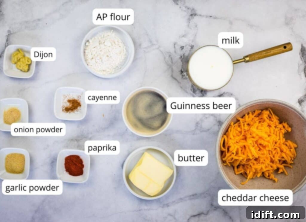 Hearty Guinness Beer Cheese Dip 4 Beer cheese dip labeled ingredients.
