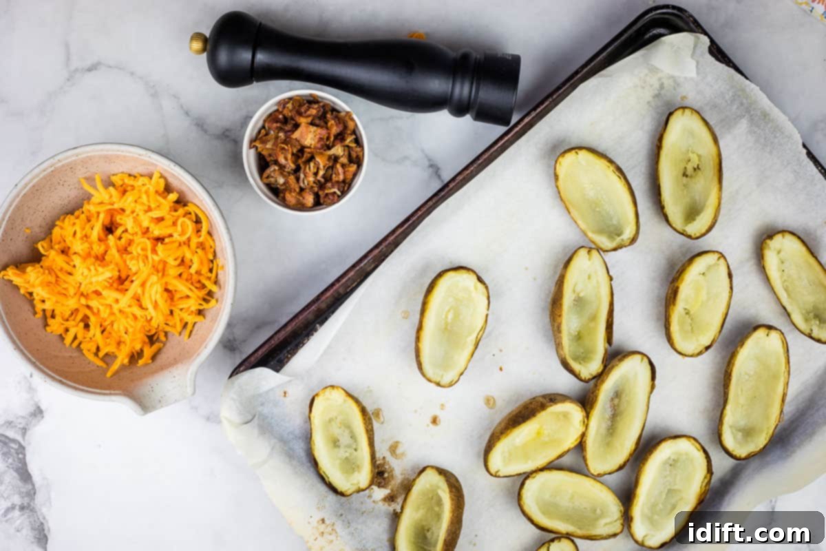 Ingredients to make fully loaded Baked Potato Skins.