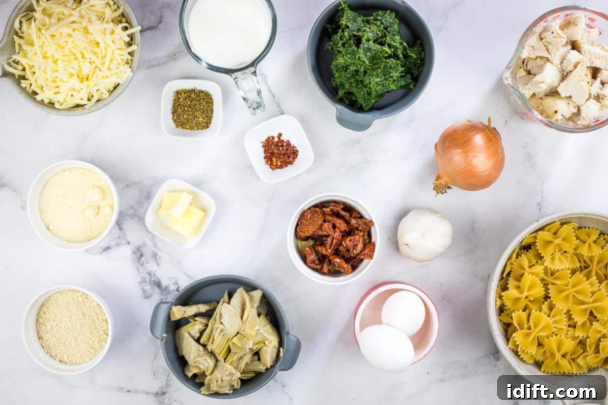 Chicken Florentine Artichoke Casserole 6 Ingredients to make Chicken Florentine Artichoke Bake.