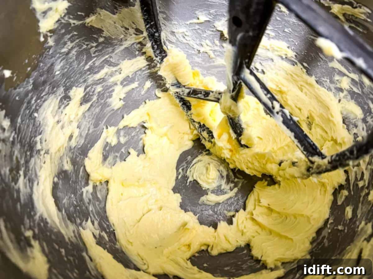 Spring Blossom Shortbread with Cheerful Candy Drops 7 Whipping the butter until fluffy and light in a stand mixer.