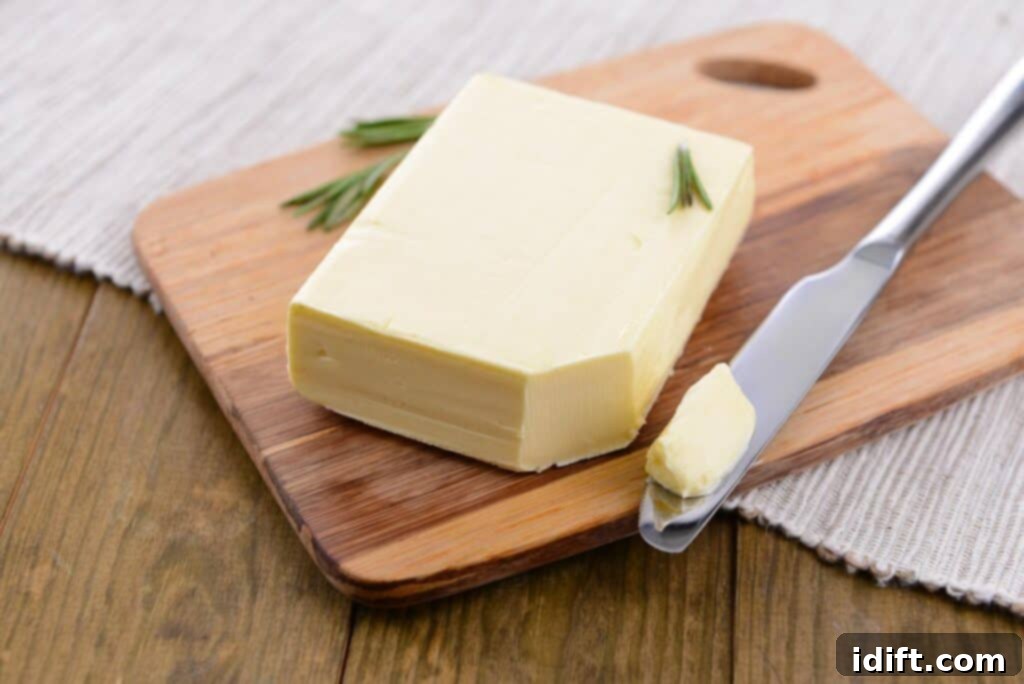 Brown Butter Demystified Your Comprehensive Guide to Golden Goodness 2 A block of butter with a knife.