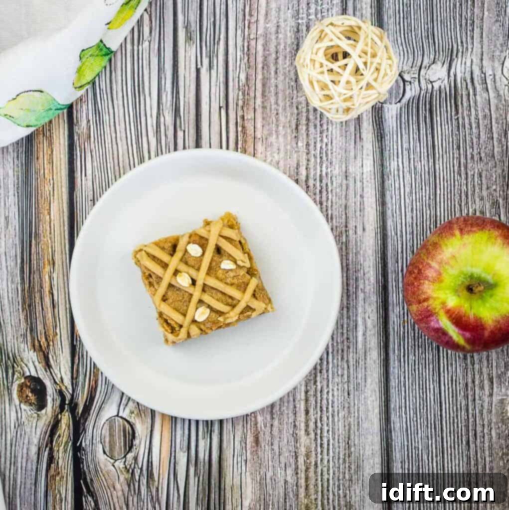 Brown Butter Demystified Your Comprehensive Guide to Golden Goodness 4 A top-down shot of a Brown Butter Apple Blondie on a plate.