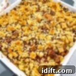 Hearty Corned Beef Hash Bake 16 A closeup shot of Corned Beef Hash Casserole.