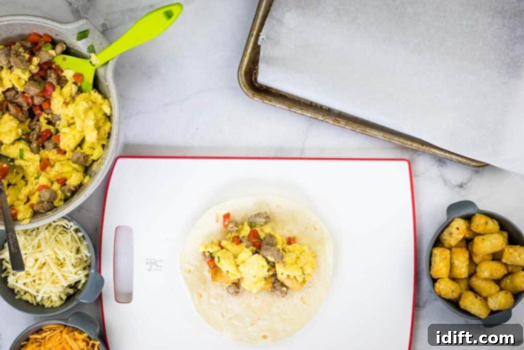 Egg added to the tortilla.