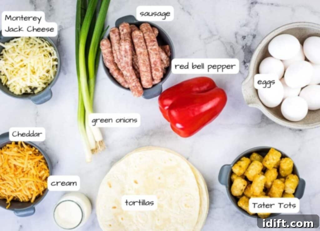 Labeled ingredient to make Freezer Breakfast Burritos.