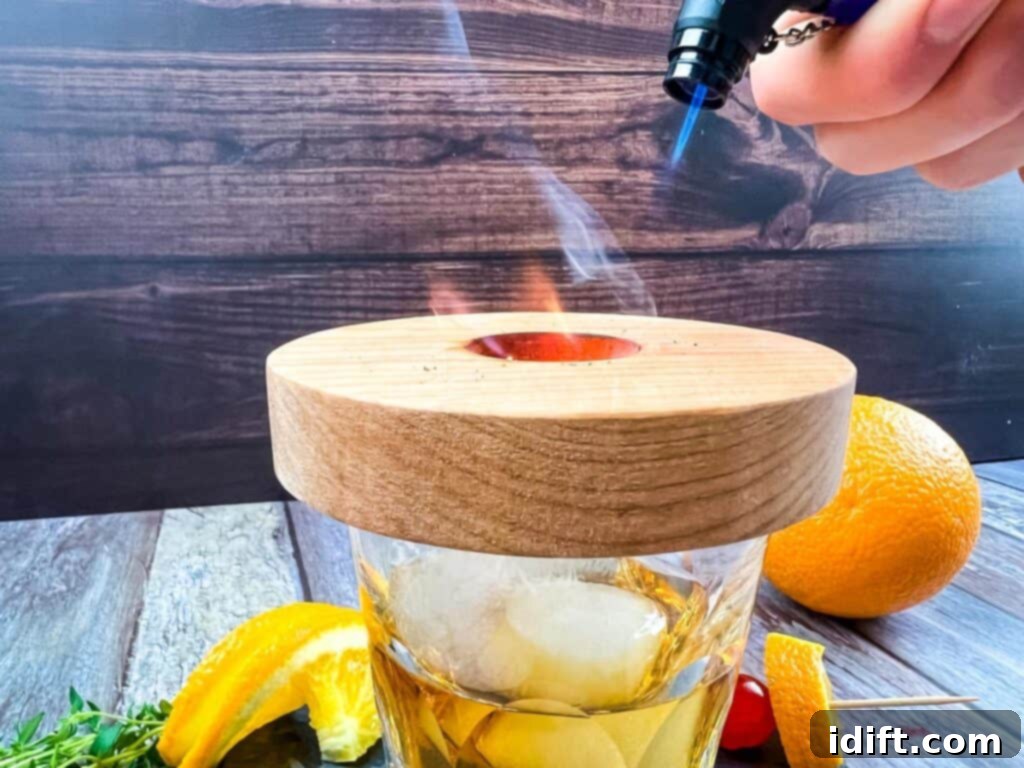 Torch the shavings in the mesh basket.