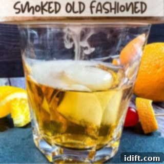 A Smoked Old Fashioned Cocktail elegantly presented in a glass, suggesting another smoked drink option.