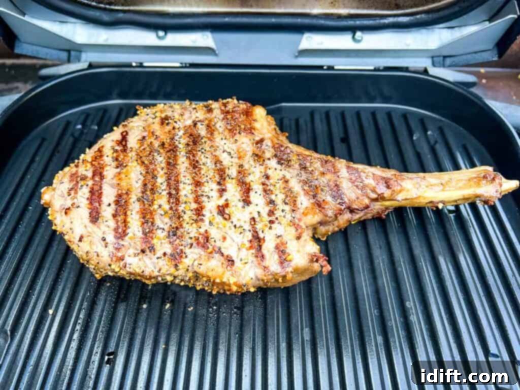 Sear marks on grilled steak.