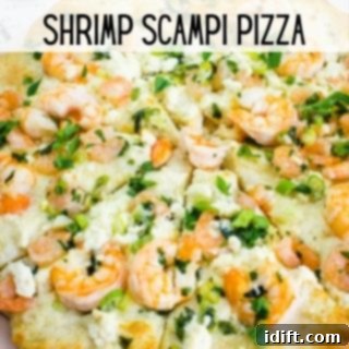 Comforting Baked Shrimp and Grits Casserole 7 A closeup of Shrimp Scampi Pizza, a delicious seafood dish.