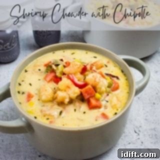 Comforting Baked Shrimp and Grits Casserole 8 shrimp and corn chowder with chipotle in a bowl, a warm and hearty meal.
