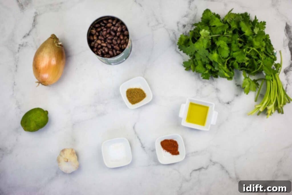 Ingredients for a recipe for chile relleno on a marble table.