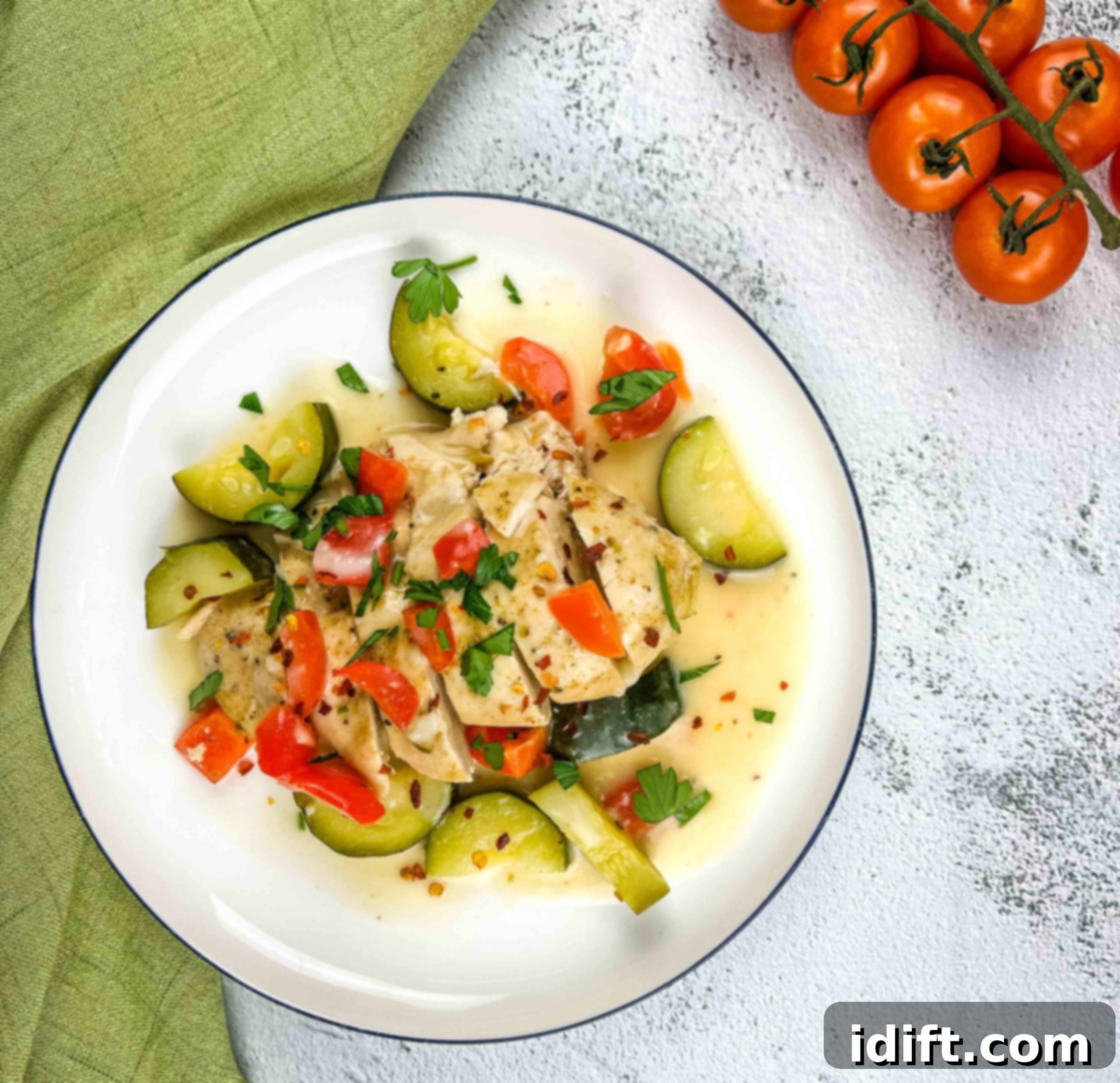 23 Ultimate Chicken Comforts for Chilly Days 8 Creamy Italian Chicken on a plate.