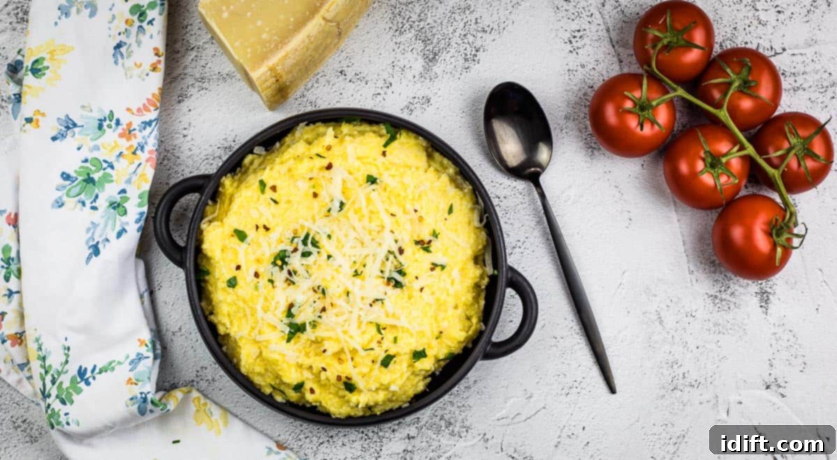 21 Italian Dishes Nonna Will Rave About 8 Polenta with mascarpone in a white bowl.