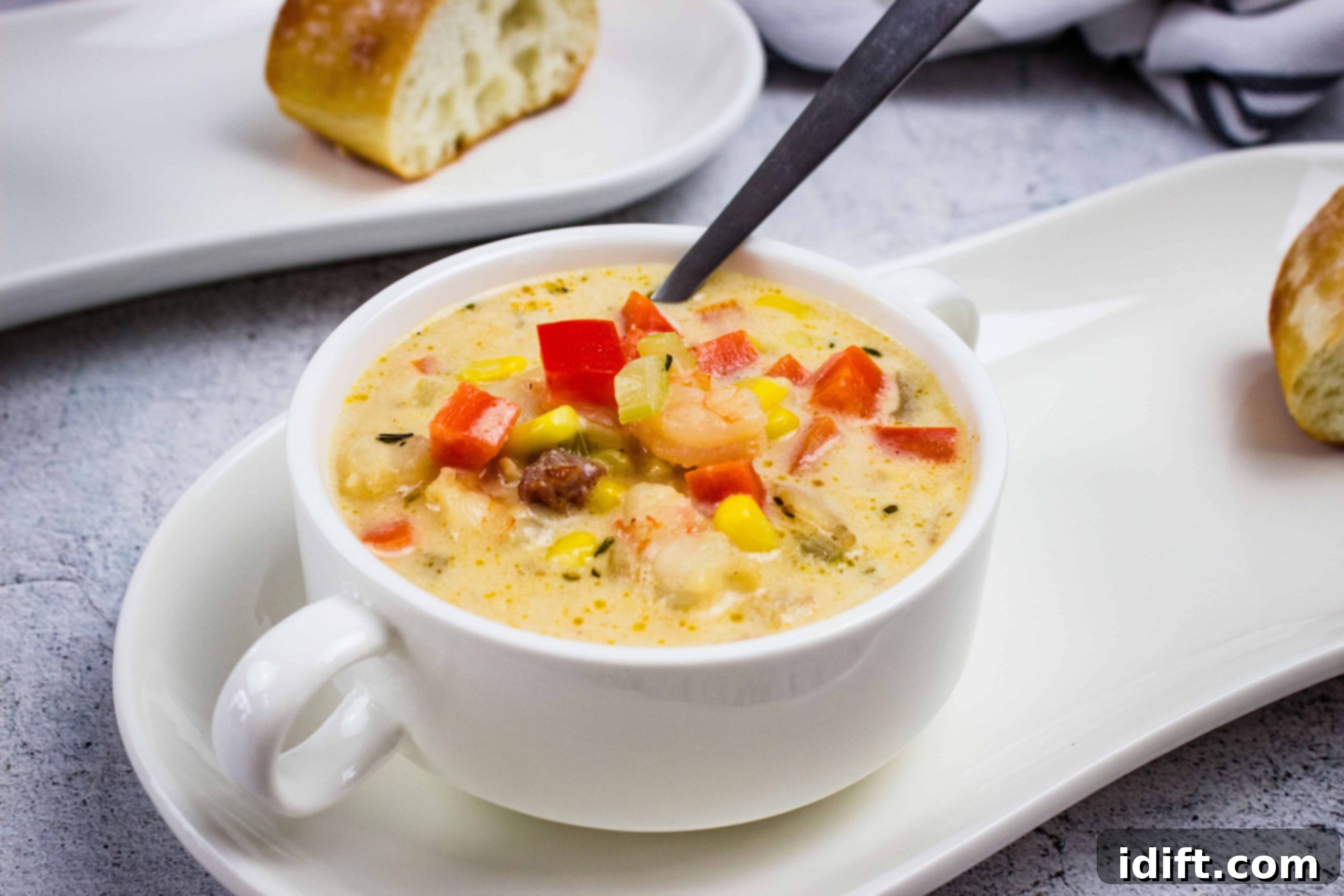 9 Make-Ahead Meals You'll Crave All Week 4 Shrimp & Corn Chowder with Chipotle in a bowl.