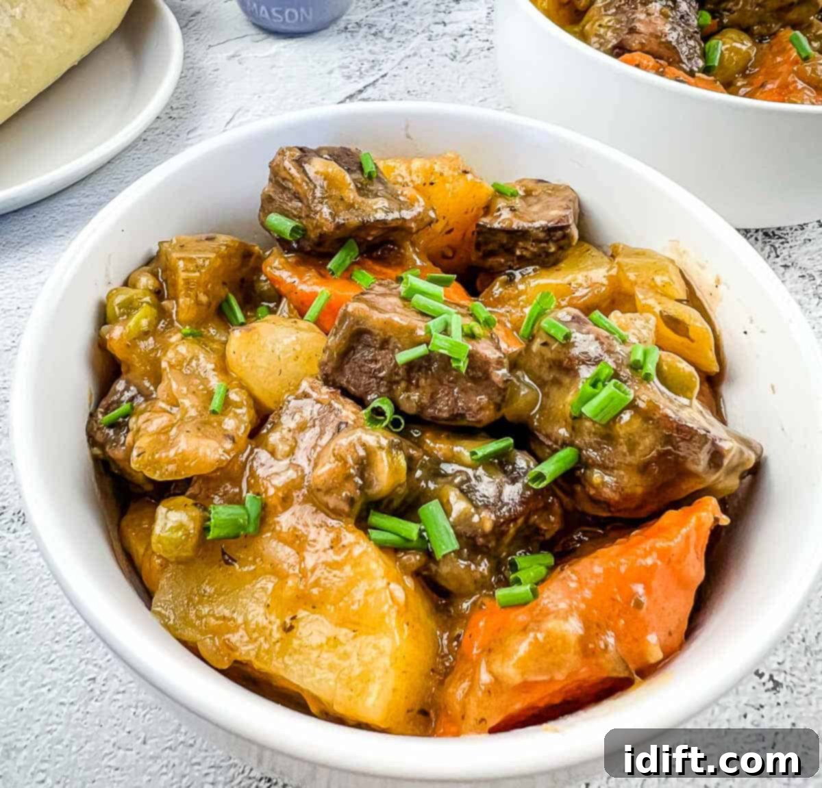 A smoked beef stew recipe with carrots and potatoes.