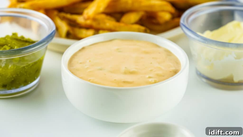 Delicious Copycat Animal Sauce in a serving bowl, perfect for burgers and fries.