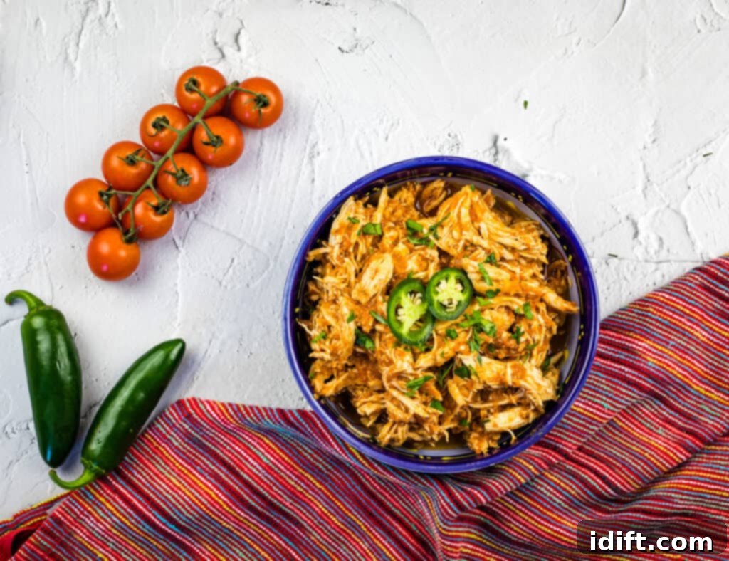 chicken tinga instant pot recipe in a serving bowl