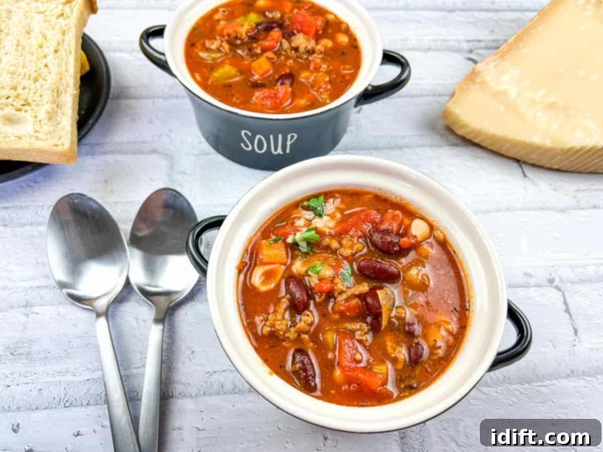 13 Recipes That Will Make You a Confident Cook 2 Pasta e Fagioli Soup in 2 bowls with spoons.