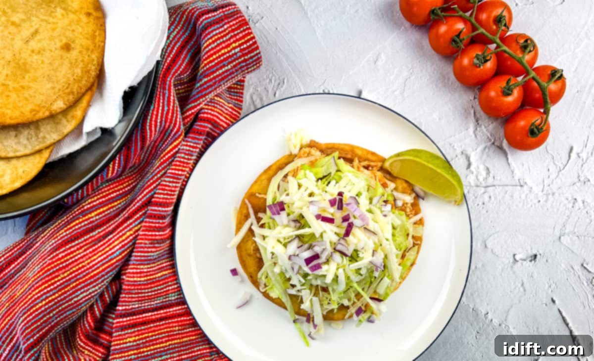 Chicken Tinga Tostada on a plate.