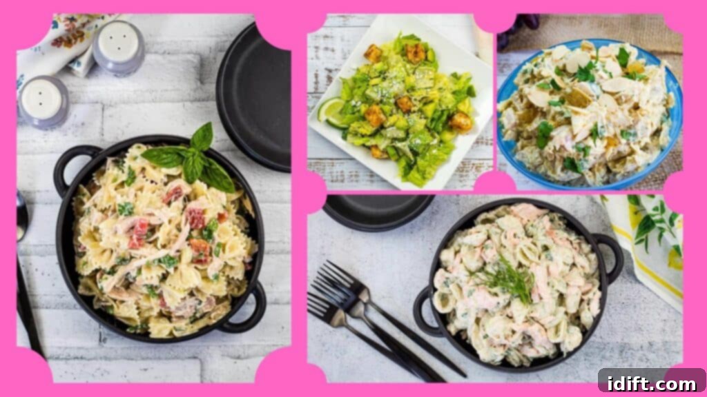 Spring's Delight: 15 Salads Too Good to Share 2 A collage of pictures showing different types of pasta.