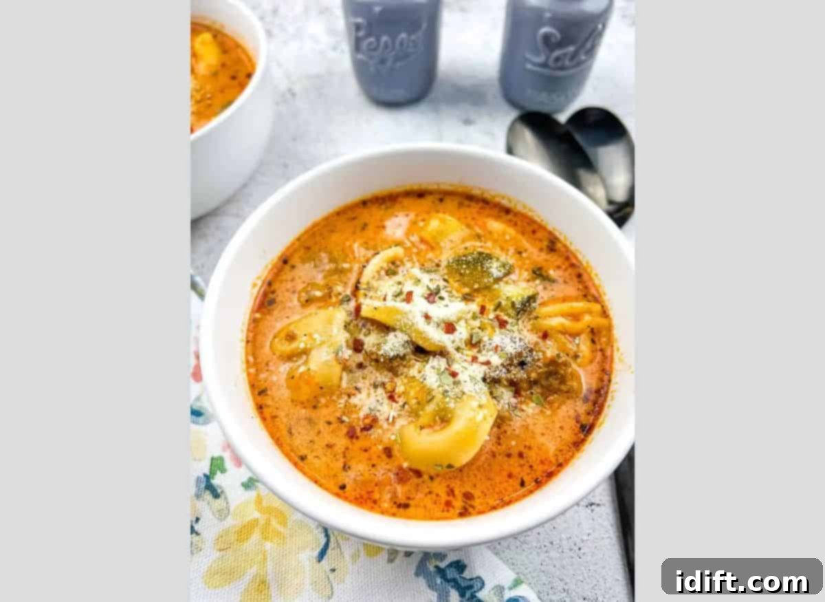 17 Homemade Meals That Beat Delivery Every Time 10 A bowl of Tortellini Soup with Sausage.