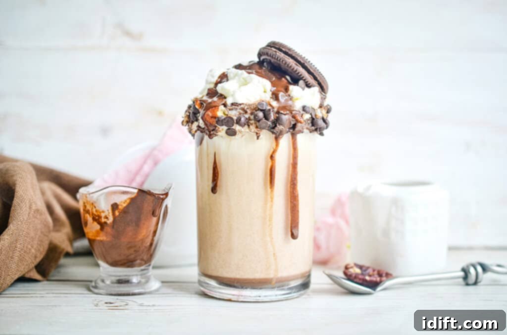 Assembled Cookie Dough Milkshake.