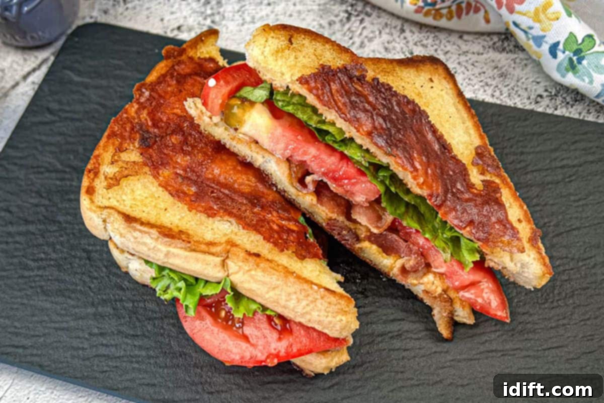 Speedy Suppers, Fabulous Flavors: Family Meals Made Easy 4 Texas BLT on a black slate plate.