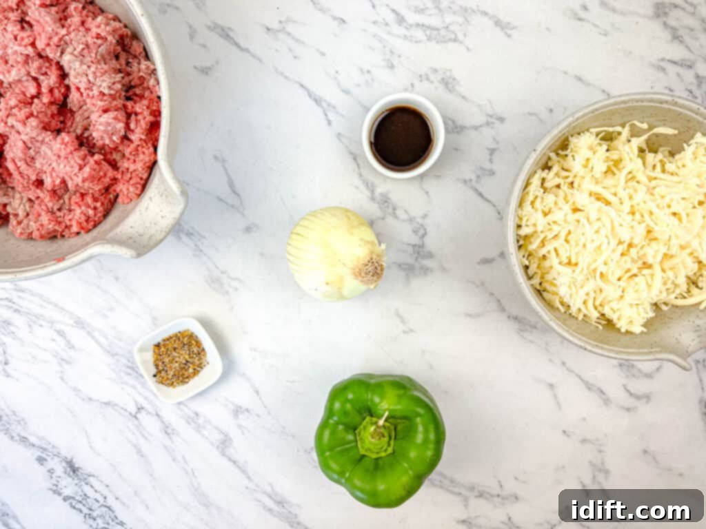 Elevated Ground Beef Philly Cheesesteak 5 Ingredients.