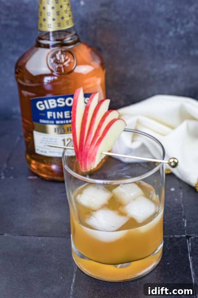 Homestyle Apple Pie Old Fashioned 2 Gibson’s Apple Pie Old Fashioned on a glass.