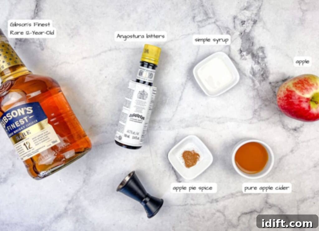 Homestyle Apple Pie Old Fashioned 4 Gibson’s Apple Pie Old Fashioned ingredients with labels.