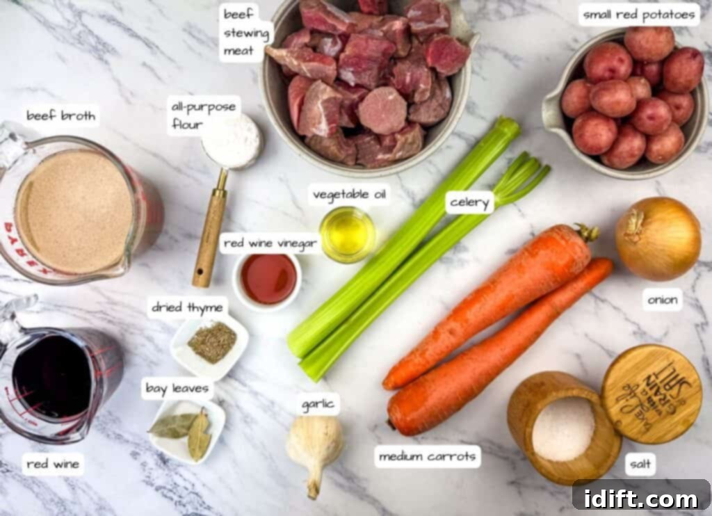 Beef Stew ingredients lab.eled