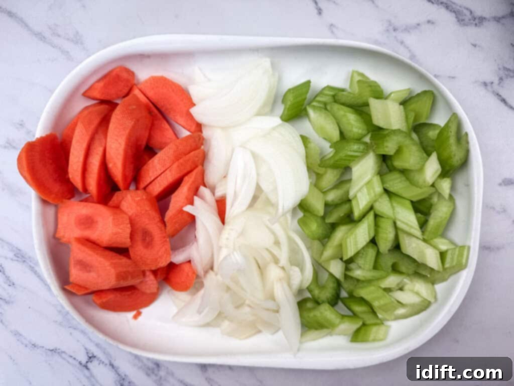 Sliced vegetables.