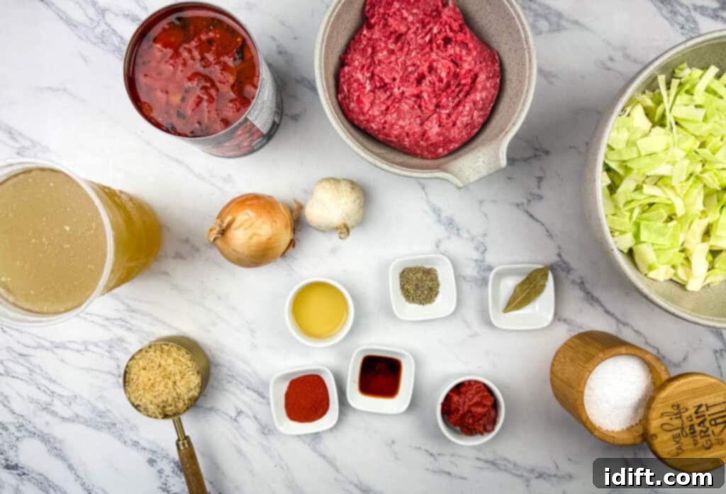 Unstuffed Cabbage Soup 5 Cabbage roll soup ingredients.