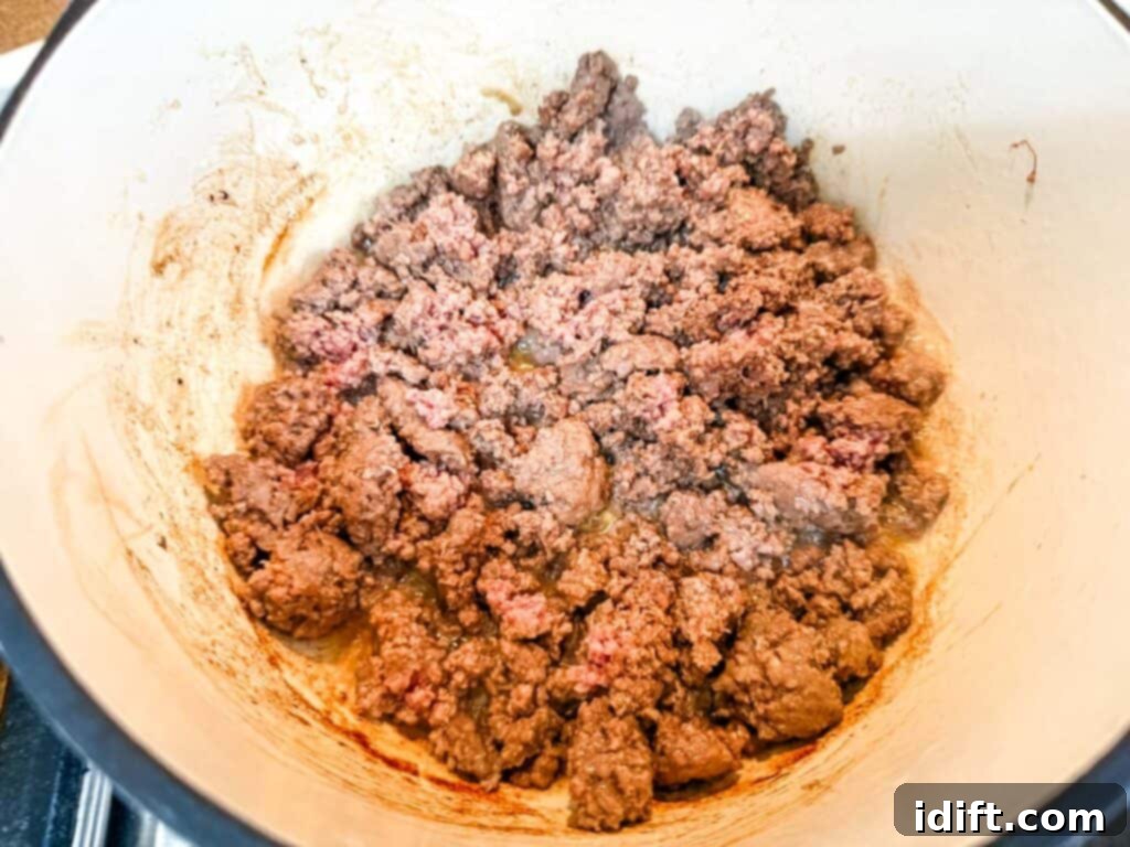 Robust Texas Campfire Stew 5 Cook the ground beef.