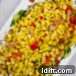 texas corn succotash on a serving platter