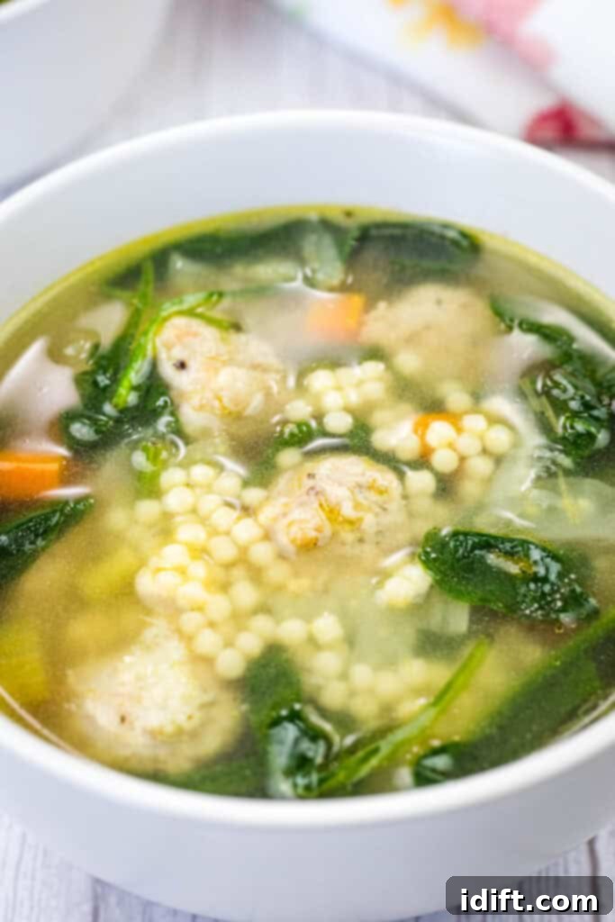 Bowl of Italian Wedding Soup.