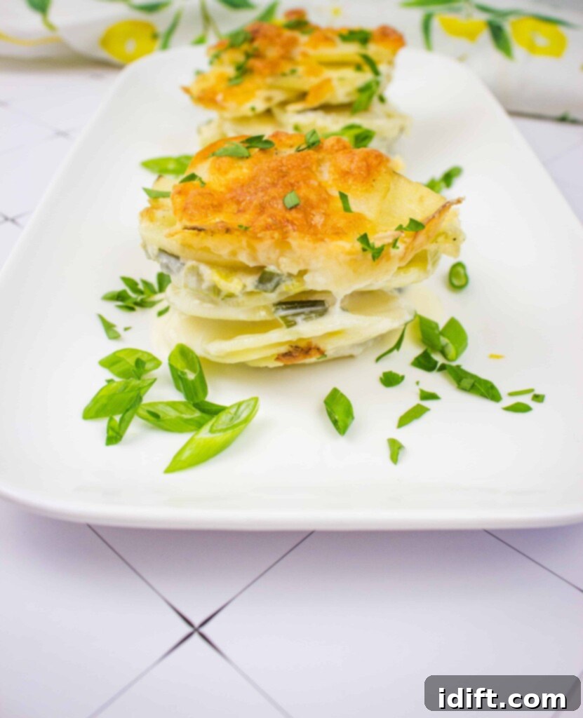 potatoes au gratin gruyere on a platter