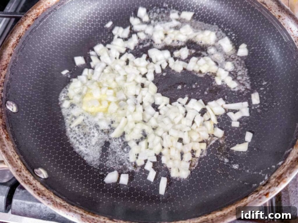 Steakhouse Fried Rice 7 melted butter and seared onions in a skillet.