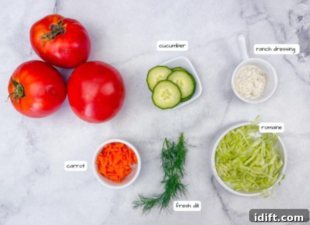 A close-up shot of fresh, ripe tomatoes and crisp cucumbers, meticulously arranged as key ingredients for a vibrant and healthy salad.