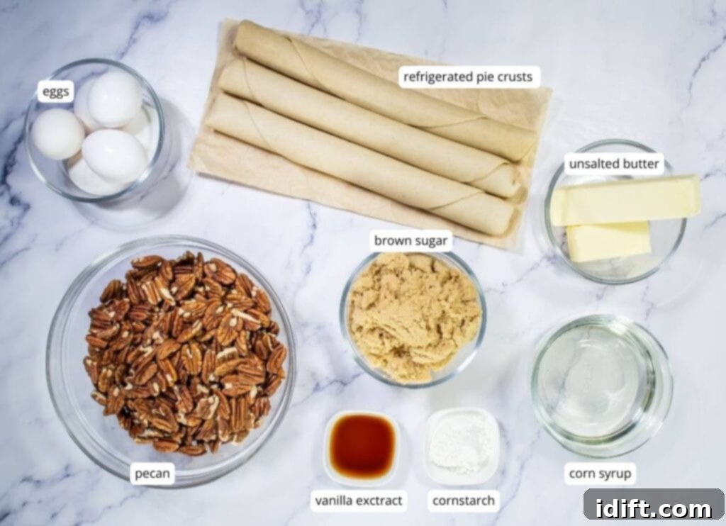 Ingredients for pecan slab pie