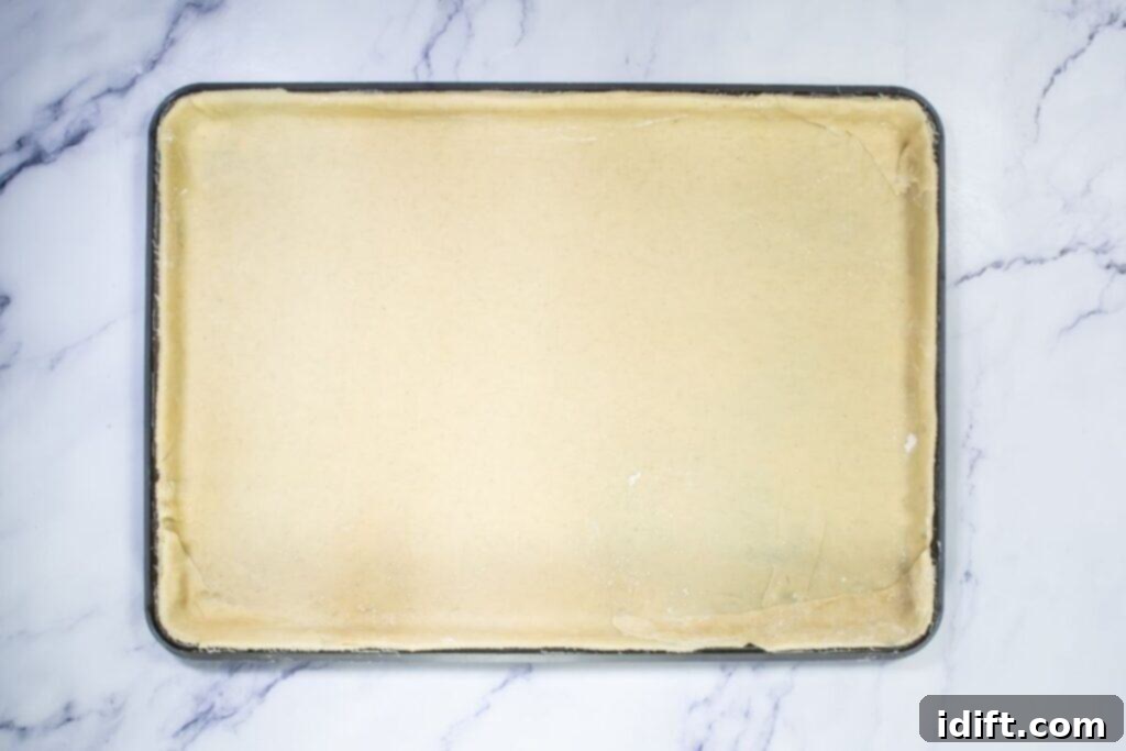 Pie crust in a baking sheet